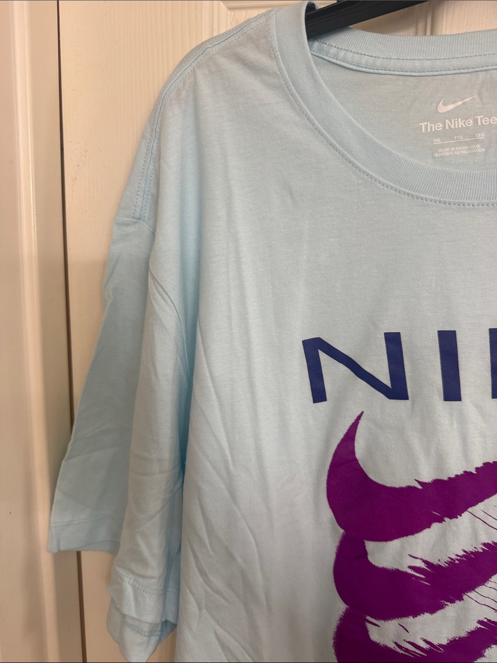Nike Light Blue Tee with Purple Swoosh Size XXL - Picture 5 of 10